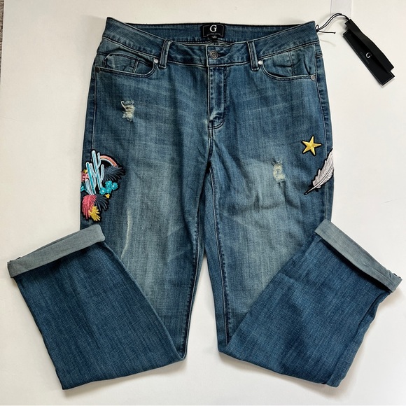 G By Giuliana Embellished Distressed Boyfriend Jeans